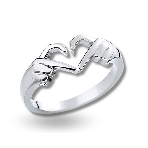 Anillo forma de corazon plata